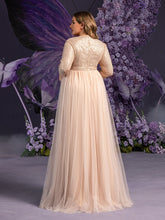 Plus Maternity  Plunging Neck 3/4 Sleeves Sequin Formal Party Dress